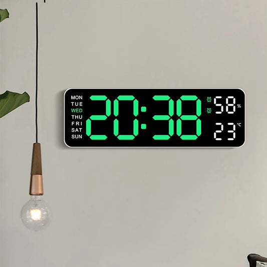 Large Digital Wall Clock Temperature and Humidity Week Display