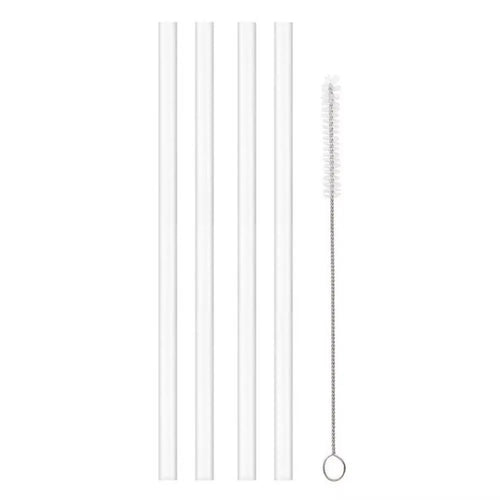 Reusable Straw with Cleaning Brush Plastic Replacement Straw