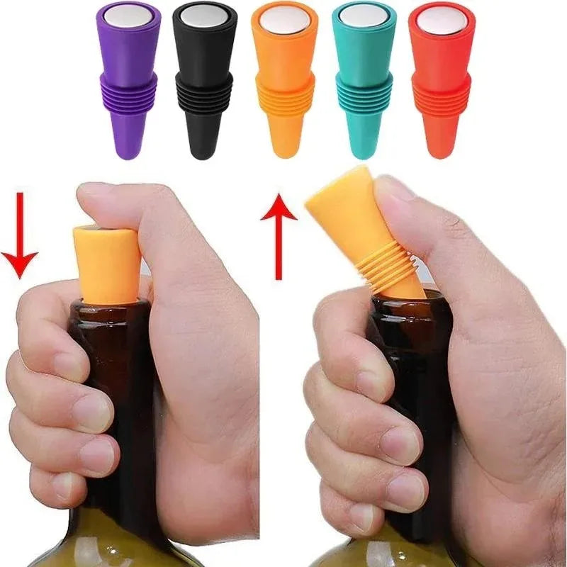 Silicone Wine and Beverage Bottle Cap Set Leak Proof Champagne Bottles