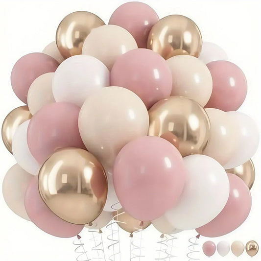 32/52/62pcs Macaron Pink Retro Sand White Champagne Golden Balloons