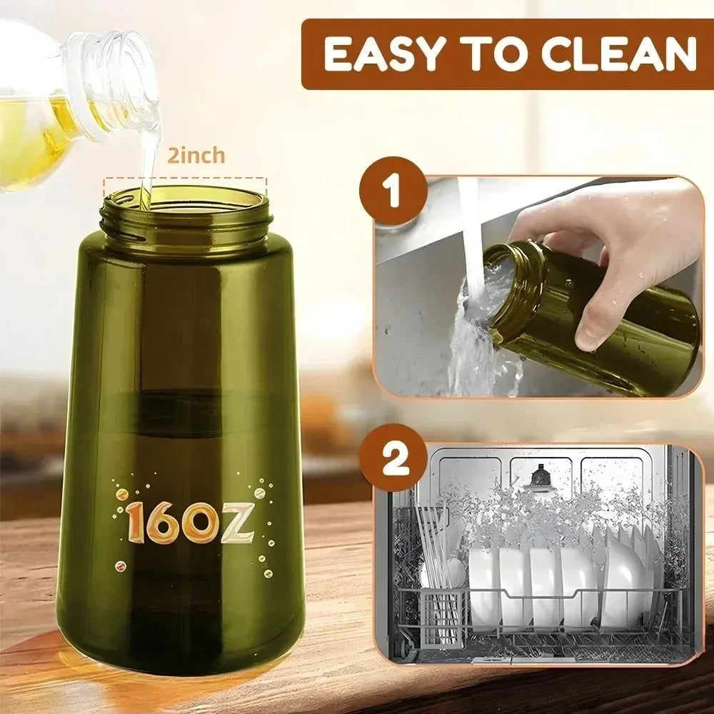 2 in 1 Olive Oil Dispenser Bottle 470ml Light-Blocking Dark Oil
