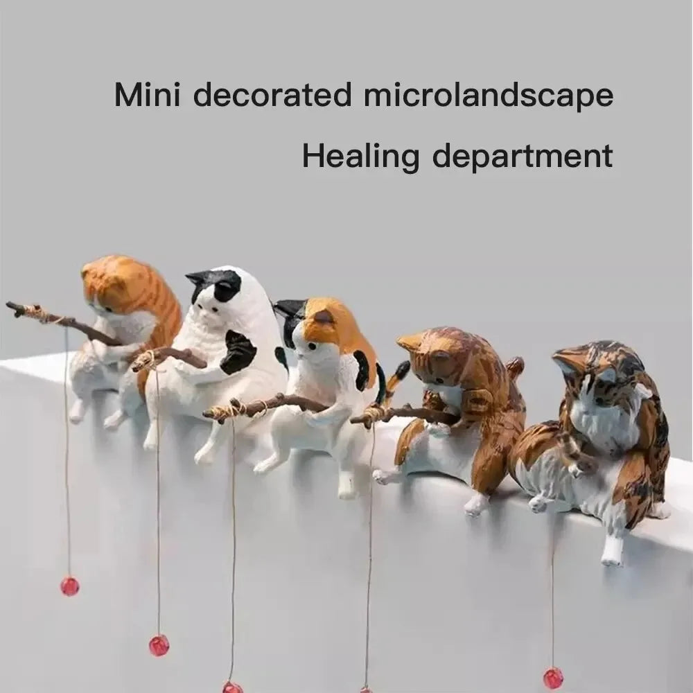 Fishing cat Car Interior Decoration Cute Resin With Pipe Glasses Auto