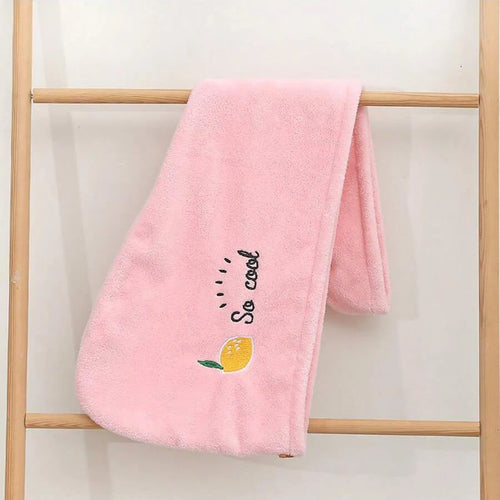 1Pc Embroidery Style Hair Drying Cap, Coral Fleece Thickened Hair
