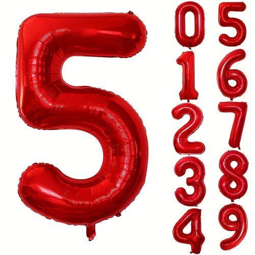 32INCH Red Number Foil Balloons for Birthday Anniversary Party Decor,