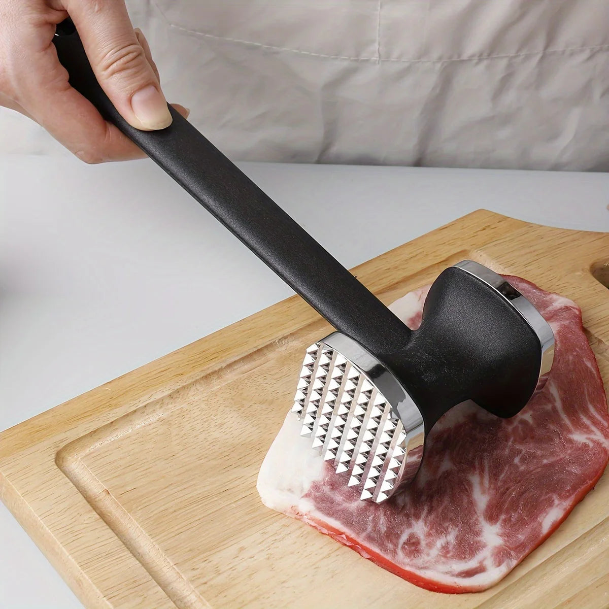 Heavy Duty Kitchen Meat Tenderizer Hammer with Rubber Grip, Stainless