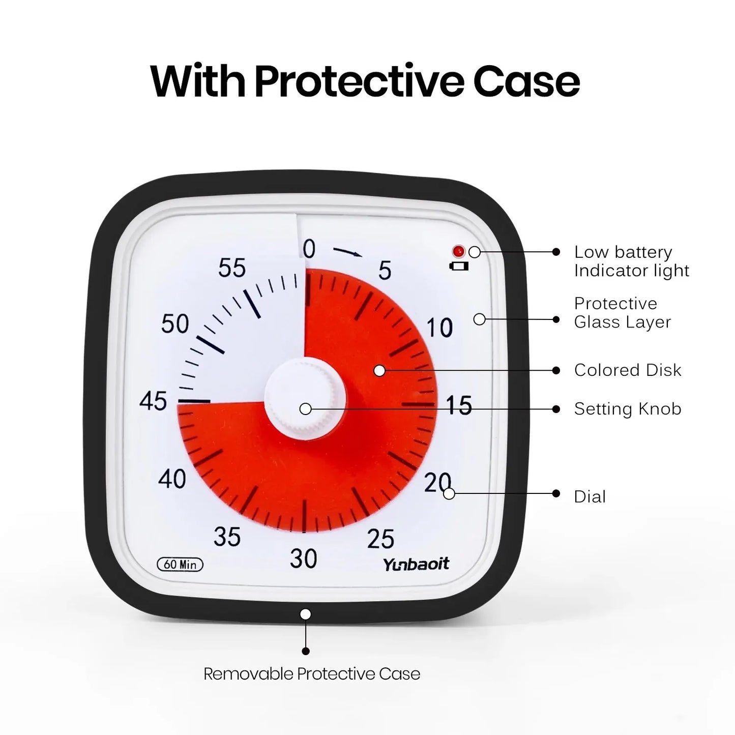 Yunbaoit VT01 Upgraded 60 Minute Visual Timer with Protective Case