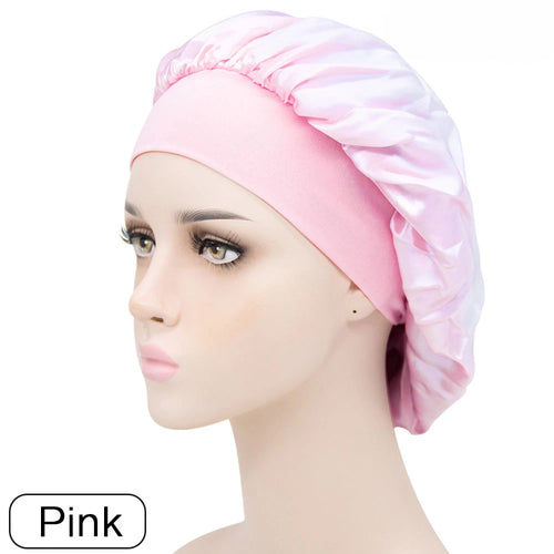 Adjust Solid Satin Bonnet Hair Styling Cap Long Hair Care Women Night