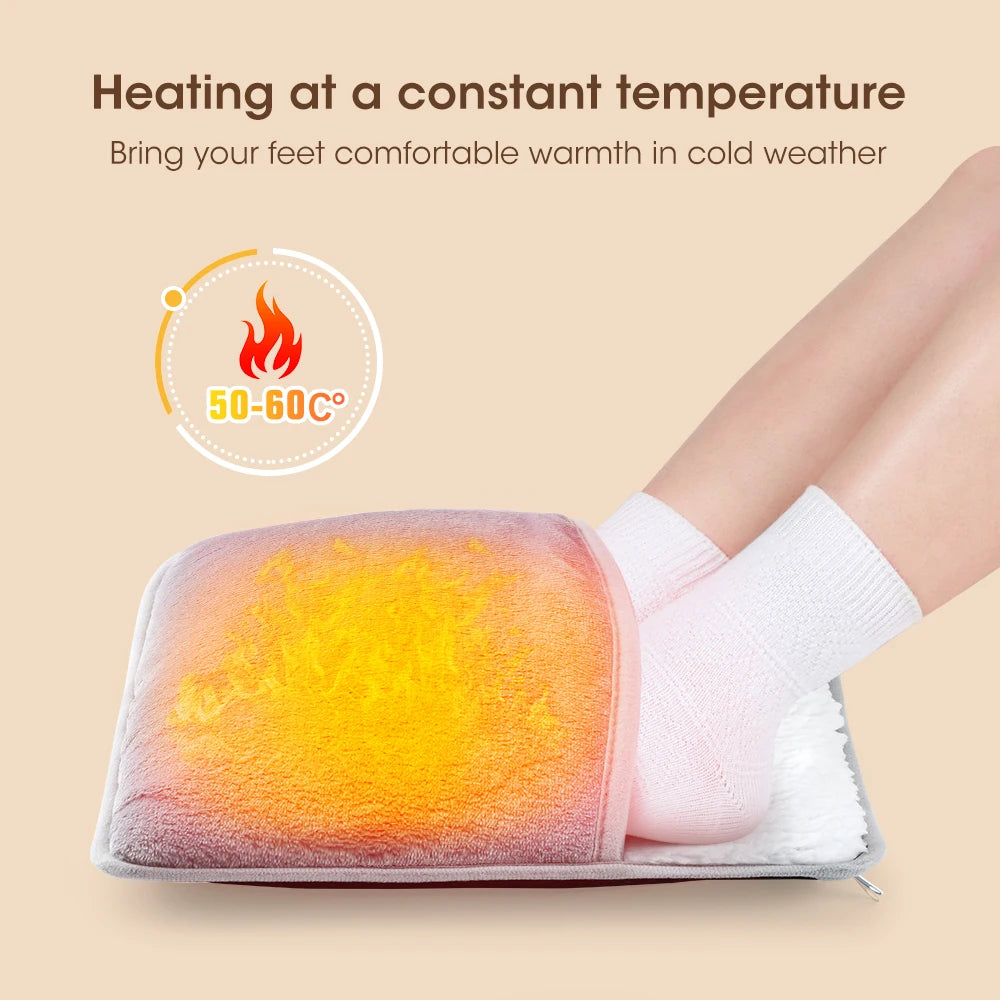 Winter Electric Foot Heating Pad USB Charging Soft Plush Washable Foot