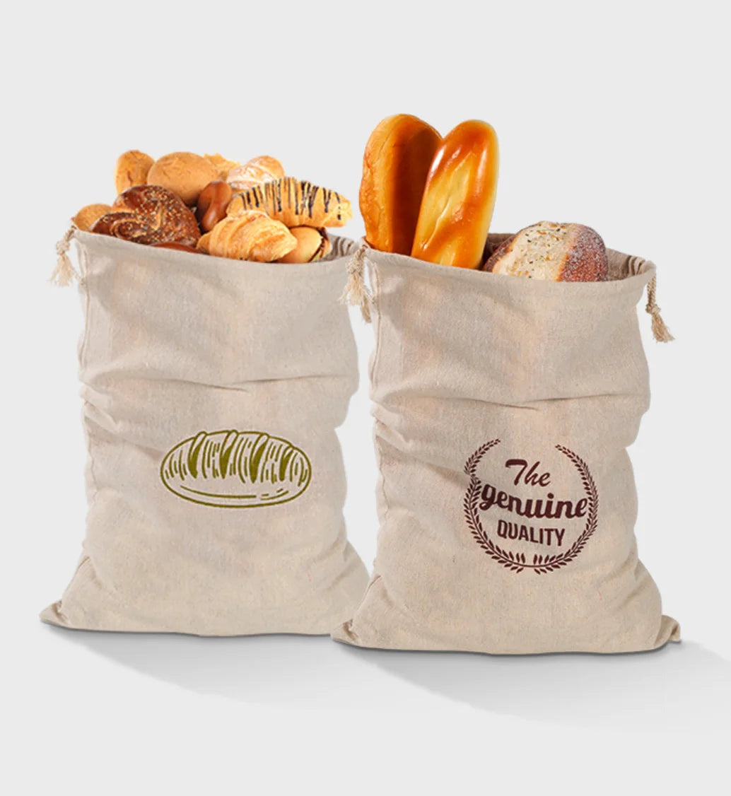 3 style Linen Bread Bags Reusable Drawstring Bag For Loaf Homemade