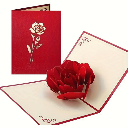 3D Pop-Up Happy Birthday Rose Card - Perfect for Anniversaries,