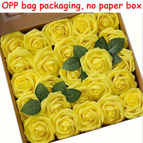 25pcs Artificial Flowers, Fake Flowers Roses W/stem For DIY Wedding