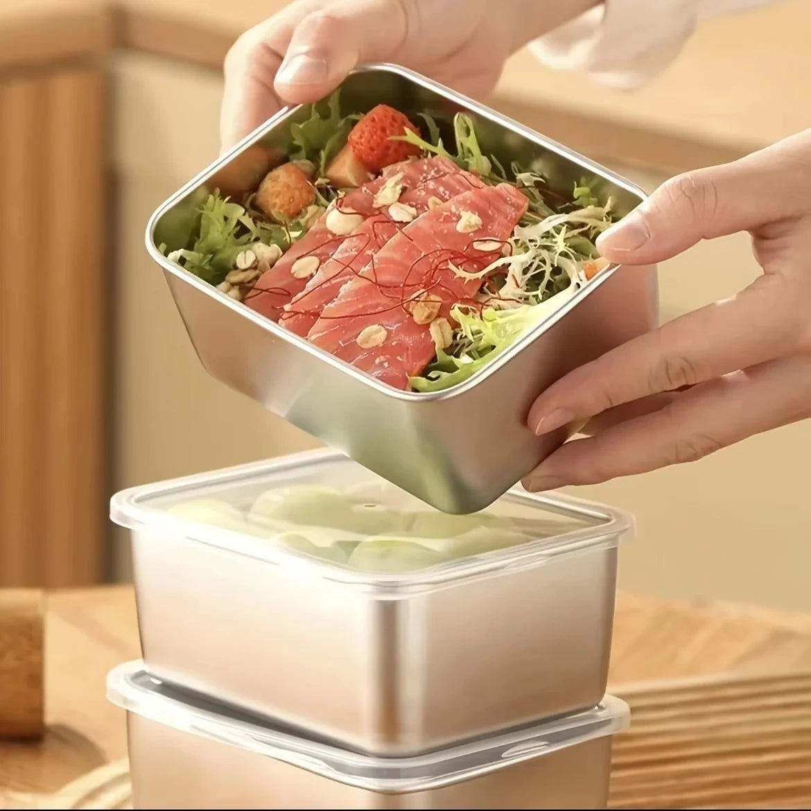 6/12-Piece Stainless Steel Food Storage Containers Set With Lids -