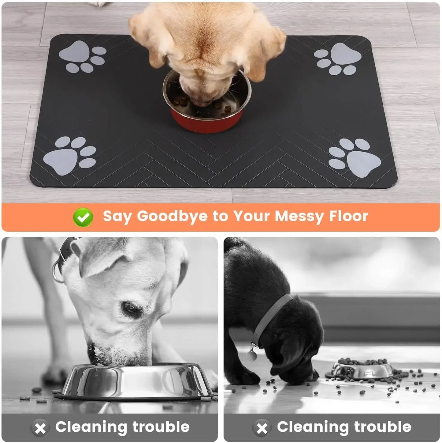Pet Feeding Mat-Absorbent Pet Placemat for Food and Water Bowl with
