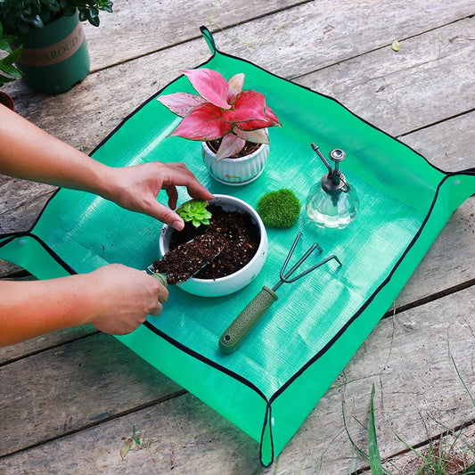 Waterproof Plant Pot Mat, Indoor Garden Mat With Work Gloves, Foldable