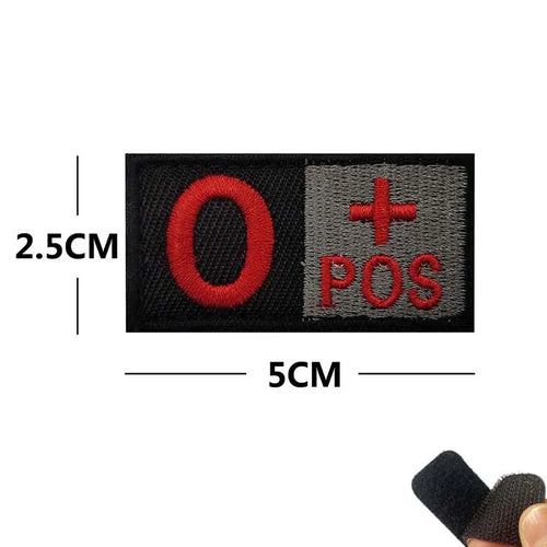5*2.5CM Small Patch with Hook and Loop Blood Type A B AB O POS NEG