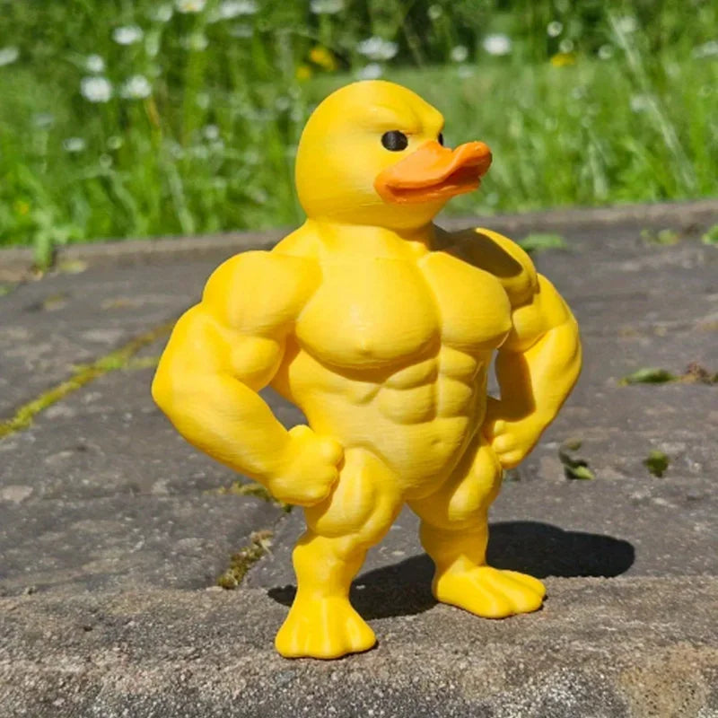 1pc Muscle Duck Statue - 3D Desktop Decor, Cute Bookshelf Whimsical