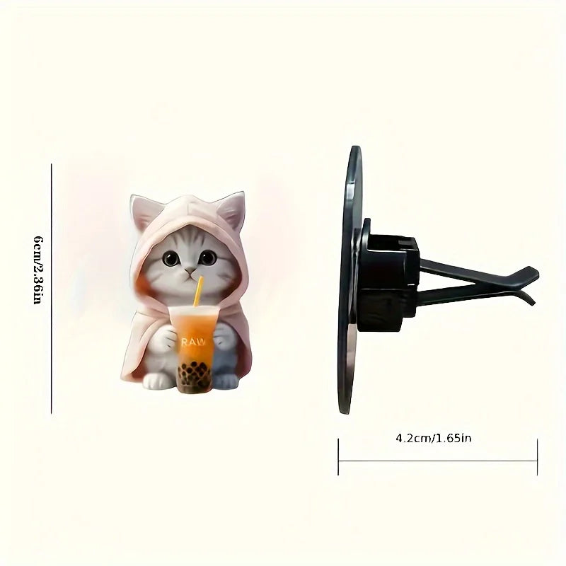 Cute cat acrylic car aromatherapy, long-lasting fragrance, vent clip,