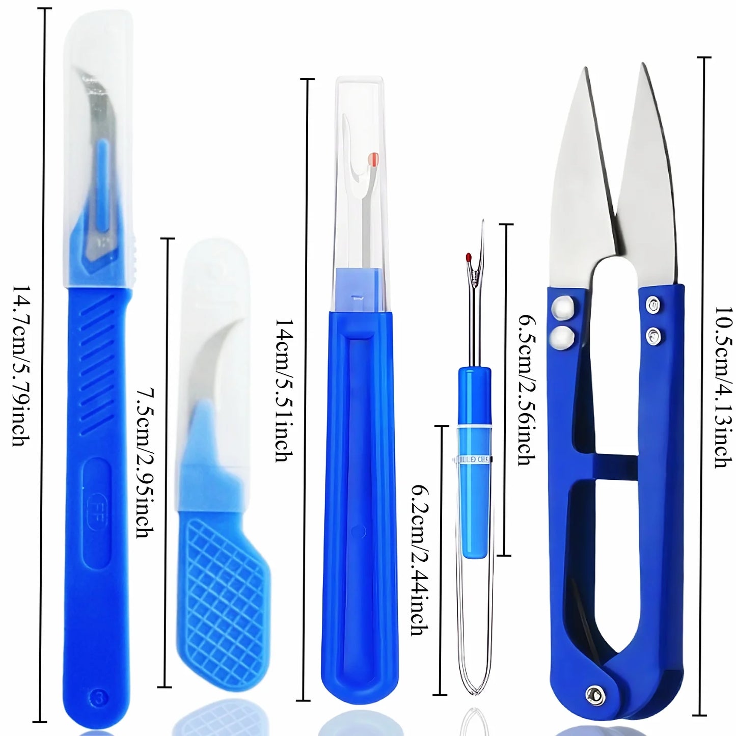 5 pieces of blue sewing tear machine kit, including thread tear