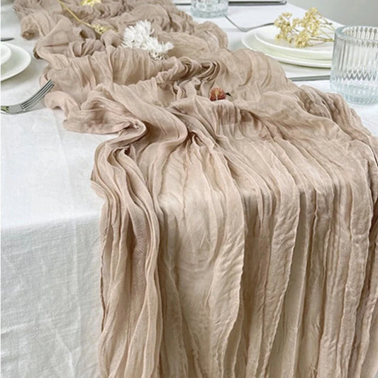 Semi-Sheer Gauze Table Runner Sage Cheesecloth Table Setting Dining