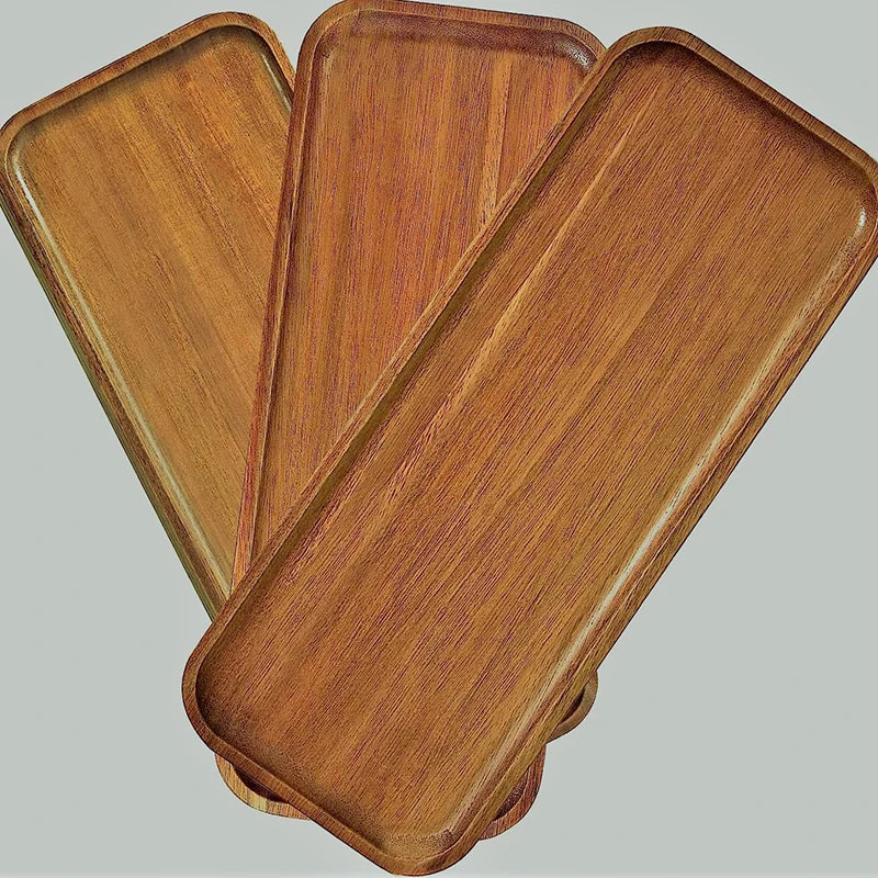 Tableware Solid Wood Food Tray Round Rectangle Dessert Plate