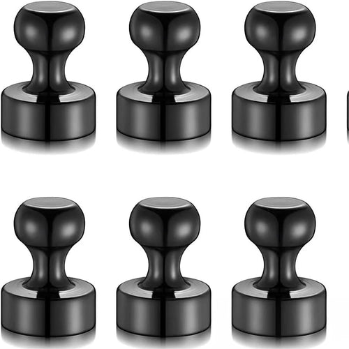 Black Neodymium Magnetic Push Pins - Strong Refrigerator & Whiteboard
