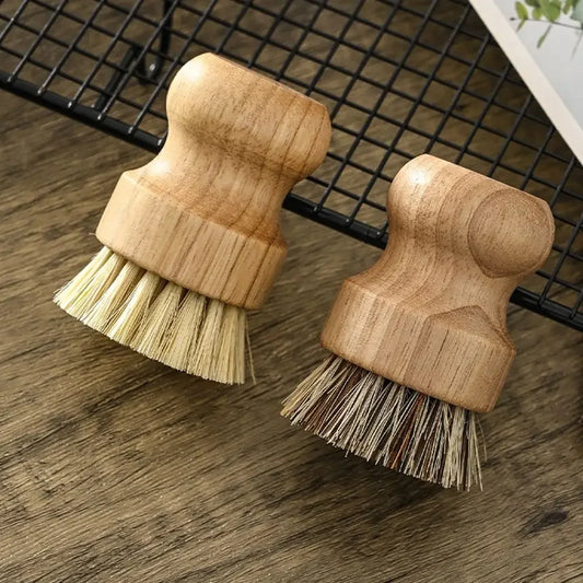 2pcs/set Kitchen Cleaning Brush Wooden Dish Brush with Natural Sisal