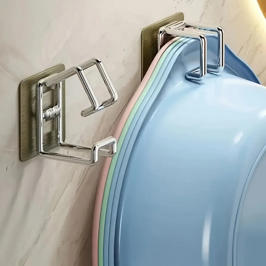 1/2/4/6Pcs Stainless Steel Washbasin Hook Multifunction Punch-free