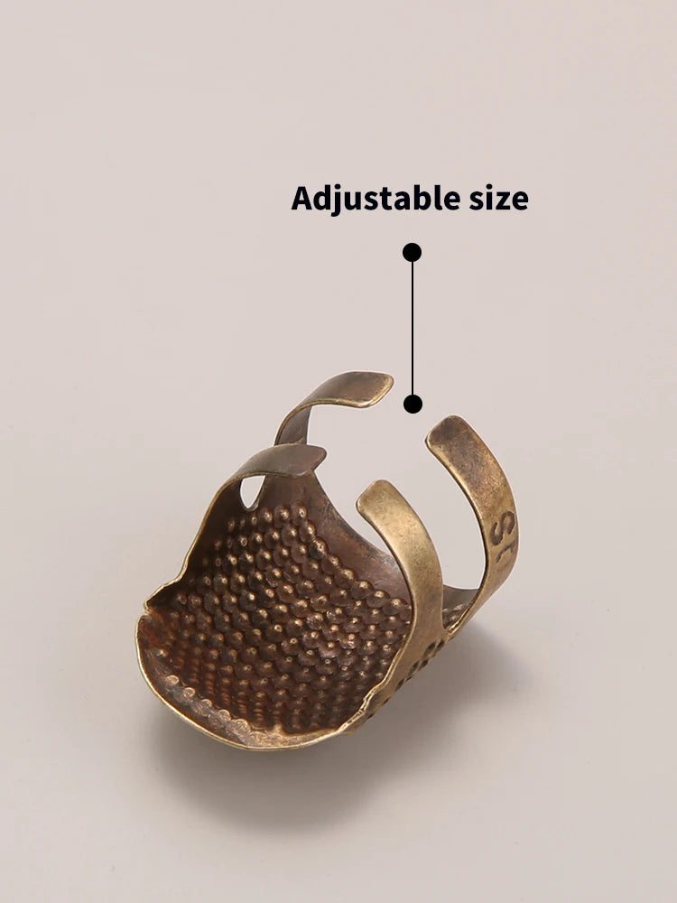 2PCS vintage adjustable thimble hand sewing thimble ring home non-slip