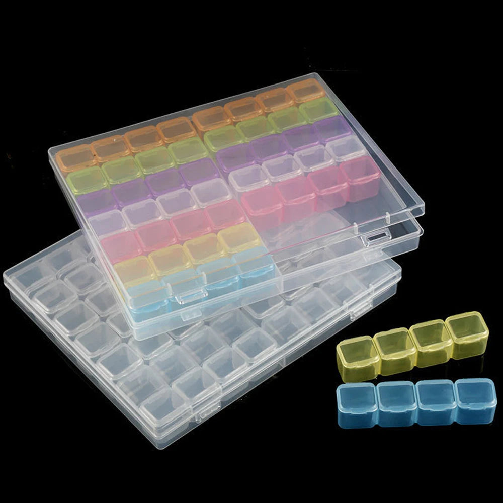1pc 28/32/48/56/64 Slots Plastic Storage Box, DIY Diamond Painting