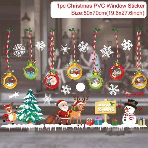 Christmas Window Stickers Merry Christmas Decorations for Home 2025