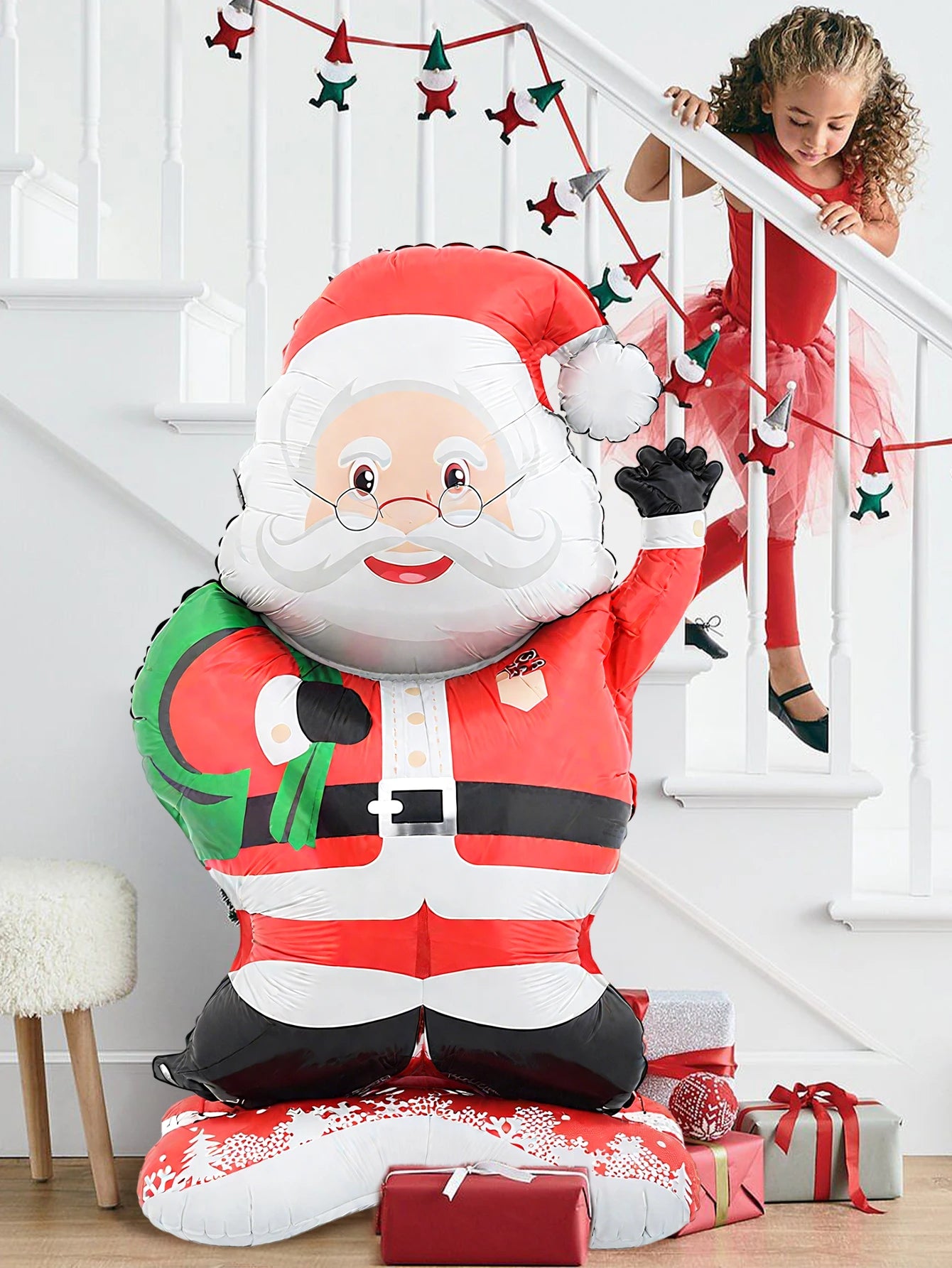 1pc Standing Santa Claus Foil Balloon, Christmas Decoration, Christmas