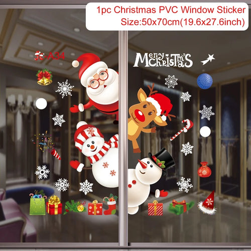 Christmas Window Stickers Merry Christmas Decorations for Home 2025