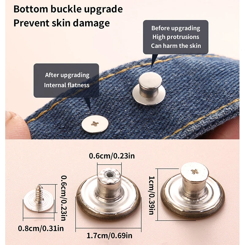 5/10/20pcs jeans button adjustable waist shrinker Nail free metal