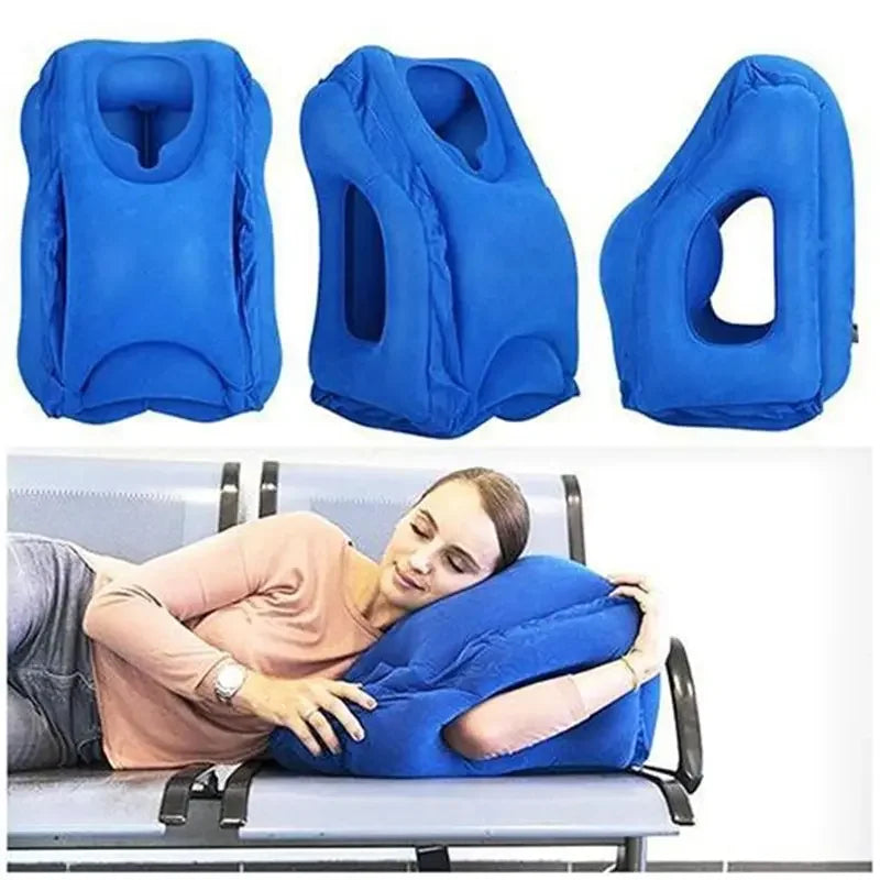1pc Inflatable Air Cushion Travel Pillow Headrest Chin Support