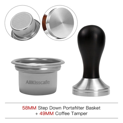 AliKisscafe 58mm to 49mm Step Down Portafilter Basket Kit Coffee
