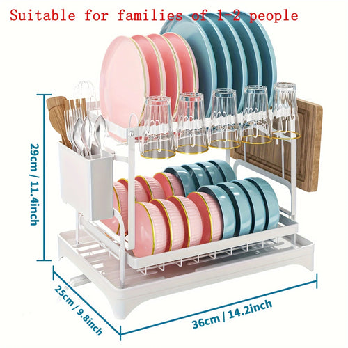 Dish Drying Rack, 2 Tier Large Dish Drying Rack for Kitchen Counter