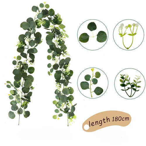 1pcArtificial Eucalyptus Leaves Greenery Garland Faux Plant Spring