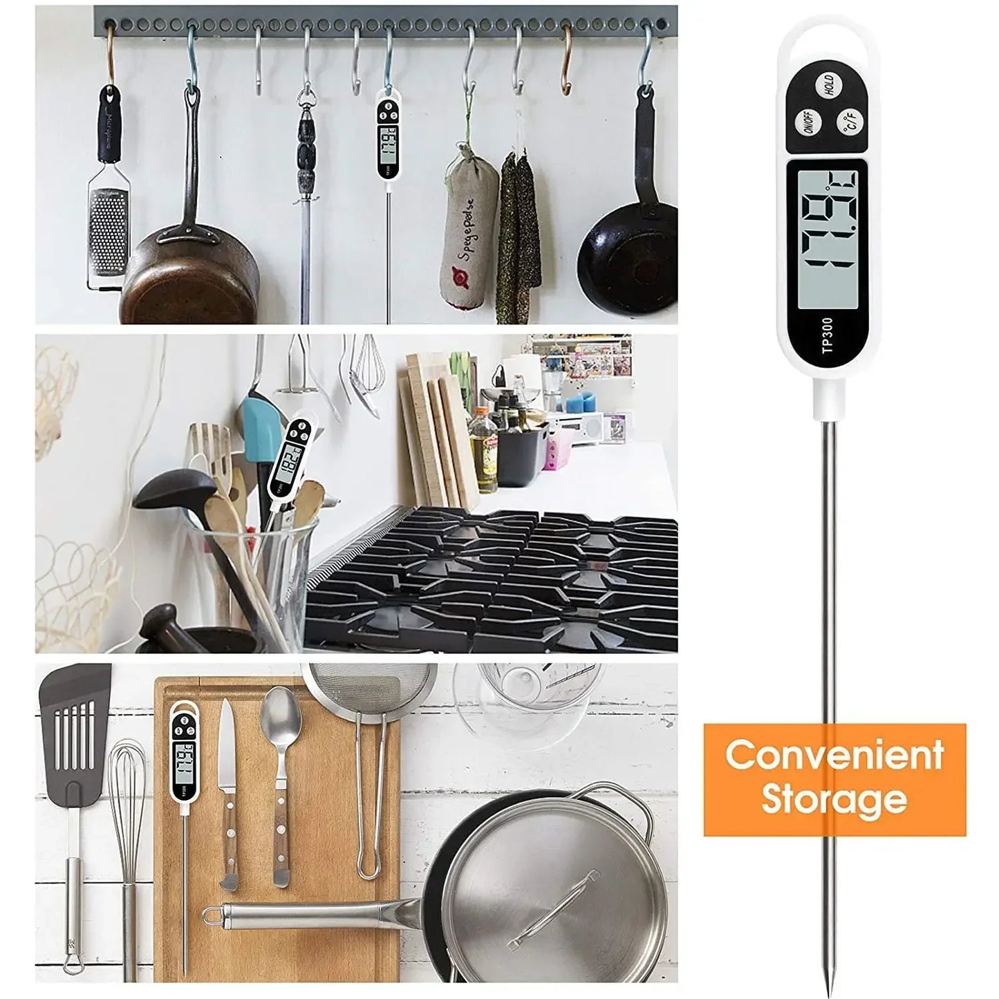Digital Kitchen Thermometer Instant Read Meat Temperature Probe for