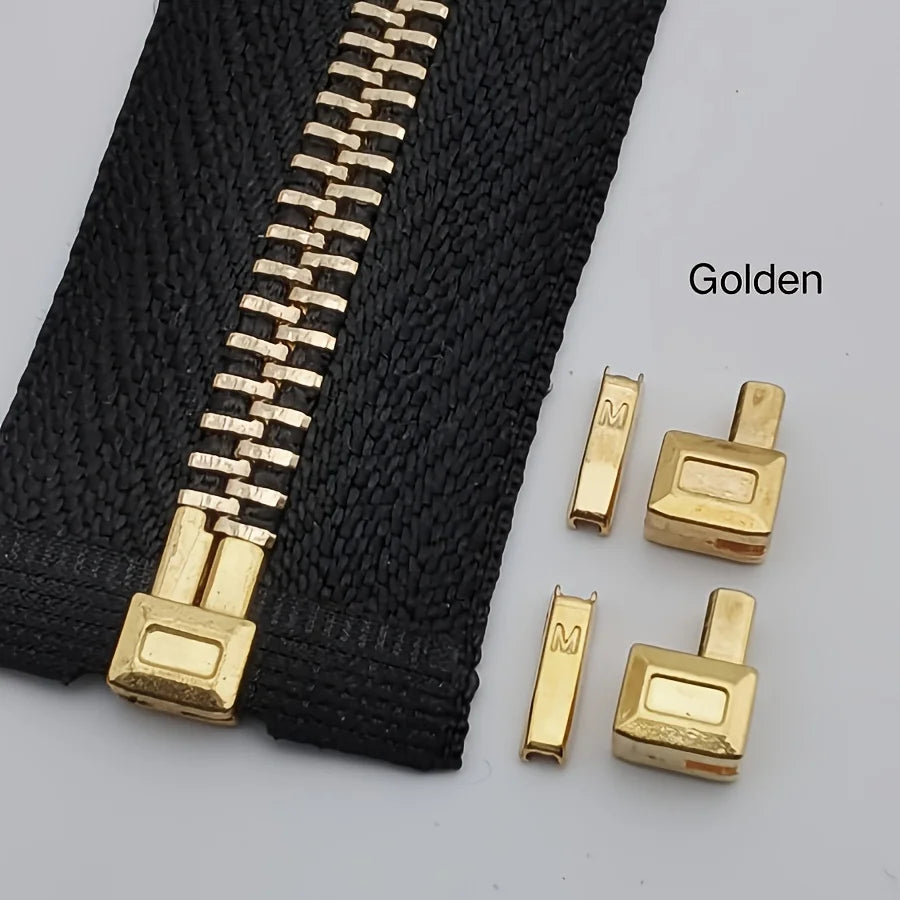 20-Piece Set Premium Metal Zipper Heads Gold Silver Bronze Black -