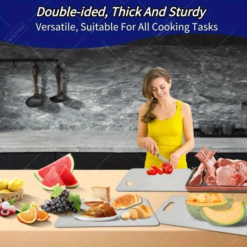 Double Sided 304 Stainless Steel Cutting Board Anti-Slip Chopping