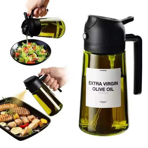 2 in 1 Olive Oil Dispenser Bottle 470ml Light-Blocking Dark Oil