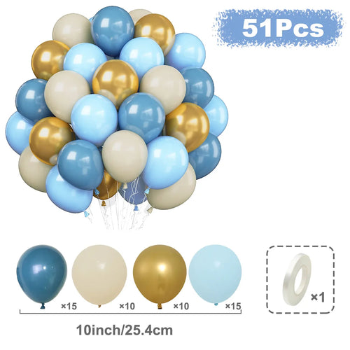 31/36/37/51/101Pcs Metallic Balloons Pearl White Latex Balloon Gold