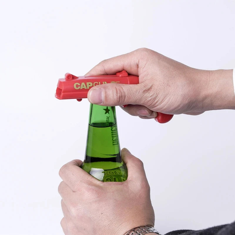 Portable Cap Gun Creative Flying Cap Launcher Beer Opener Bar Tools
