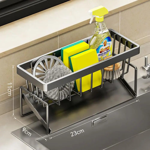 YUJI Stainless Steel Drain Basket Kitchen Storage Rack with Sponge