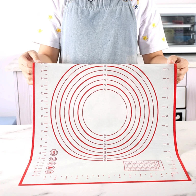 Black And Red Kneading Dough Mat Silicone Baking Mat Pizza Cake Dough