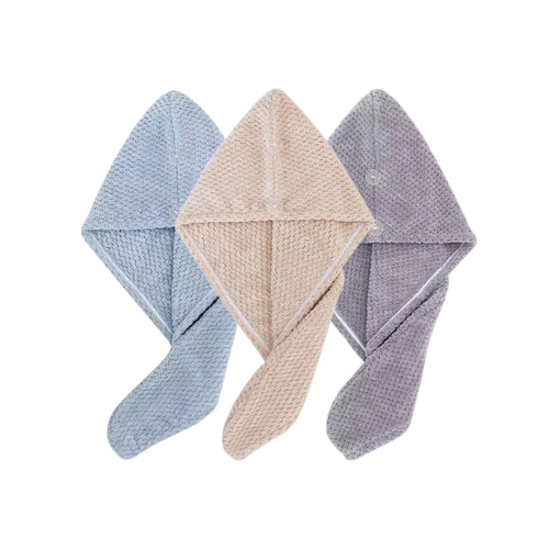 Solid color hair towel Textured dry hair cap 9.8 "X 25.5" absorbent