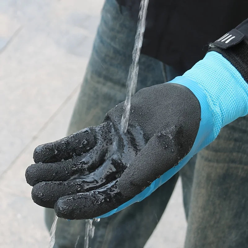 1 pair of men's cold and waterproof winter work gloves, warm and