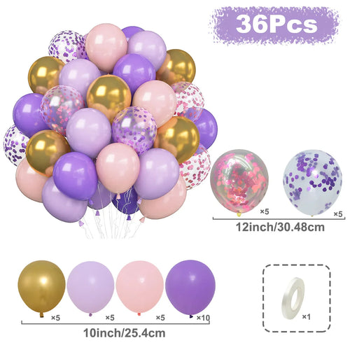 31/36/37/51/101Pcs Metallic Balloons Pearl White Latex Balloon Gold