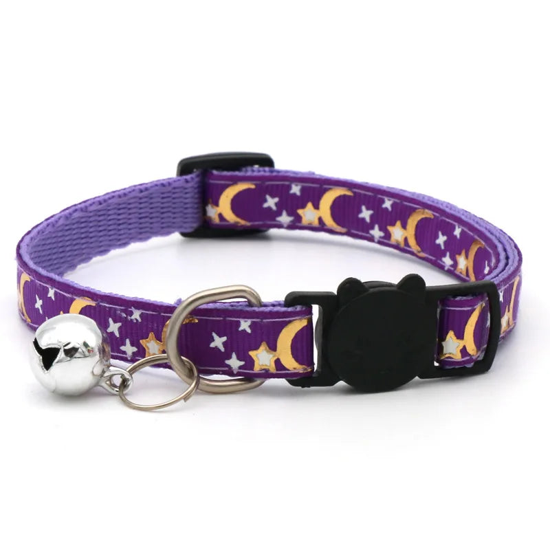 Cat Collar With Bell Cartoon Star Moon Dog Puppy Cat Kitten Collar