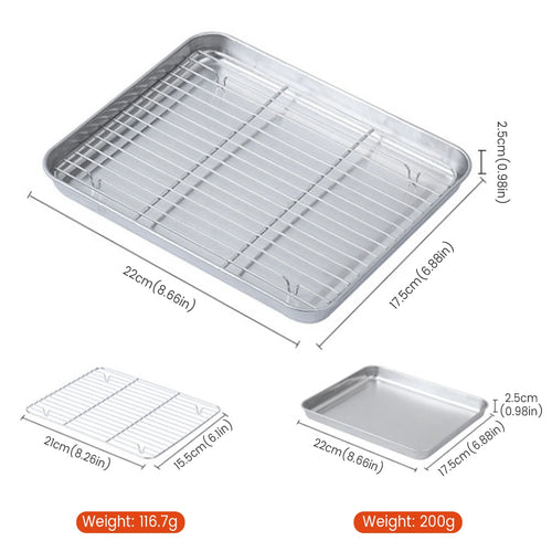 Stainless Steel Baking Pan Tray With Wire Rack Cake Baking BBQ Pan